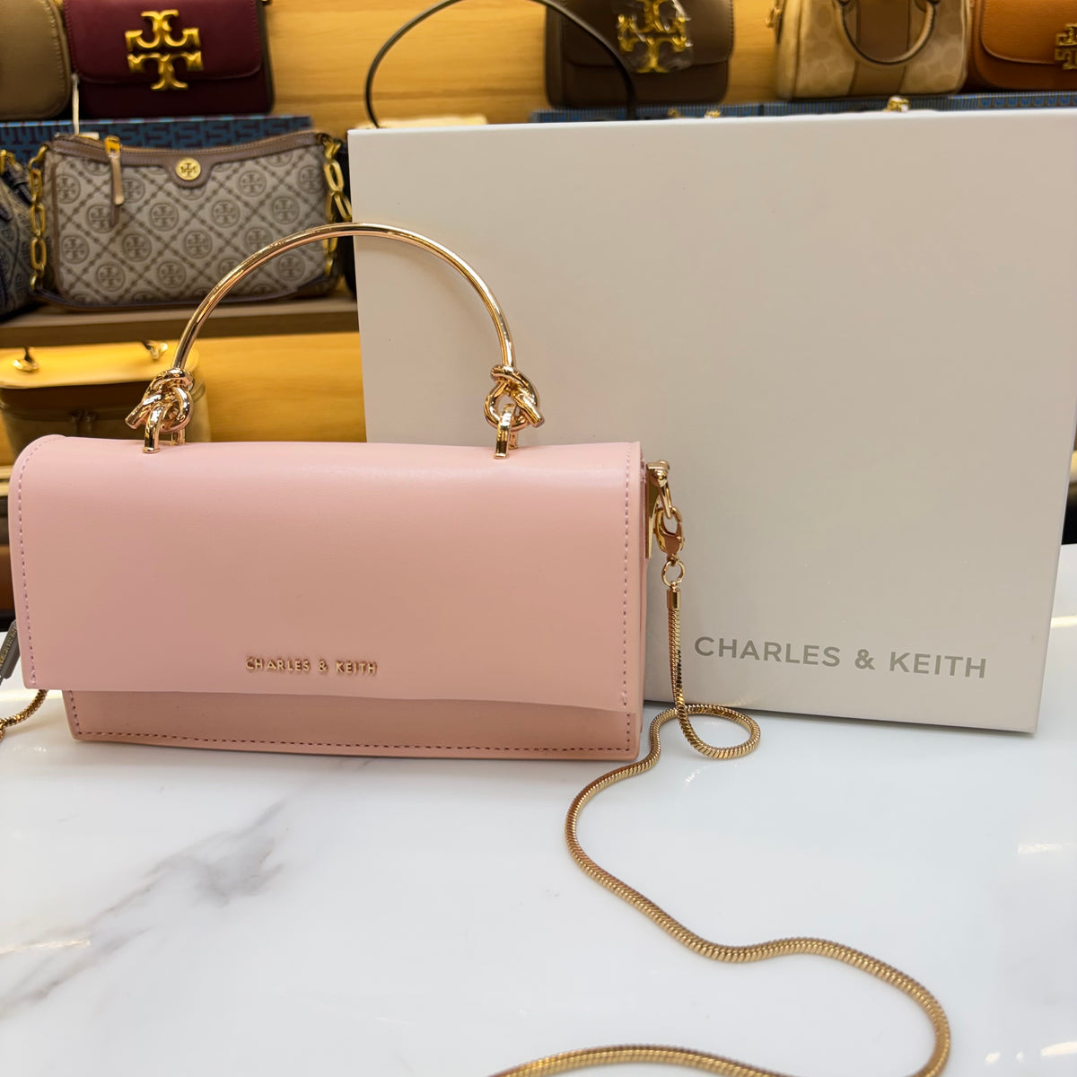 CNK Kristine Sculptural Handle Handbag - Light Pink