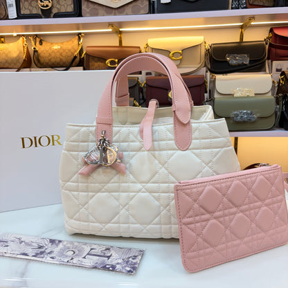 CD Toujours Vertical Tote Bag - White & Pink