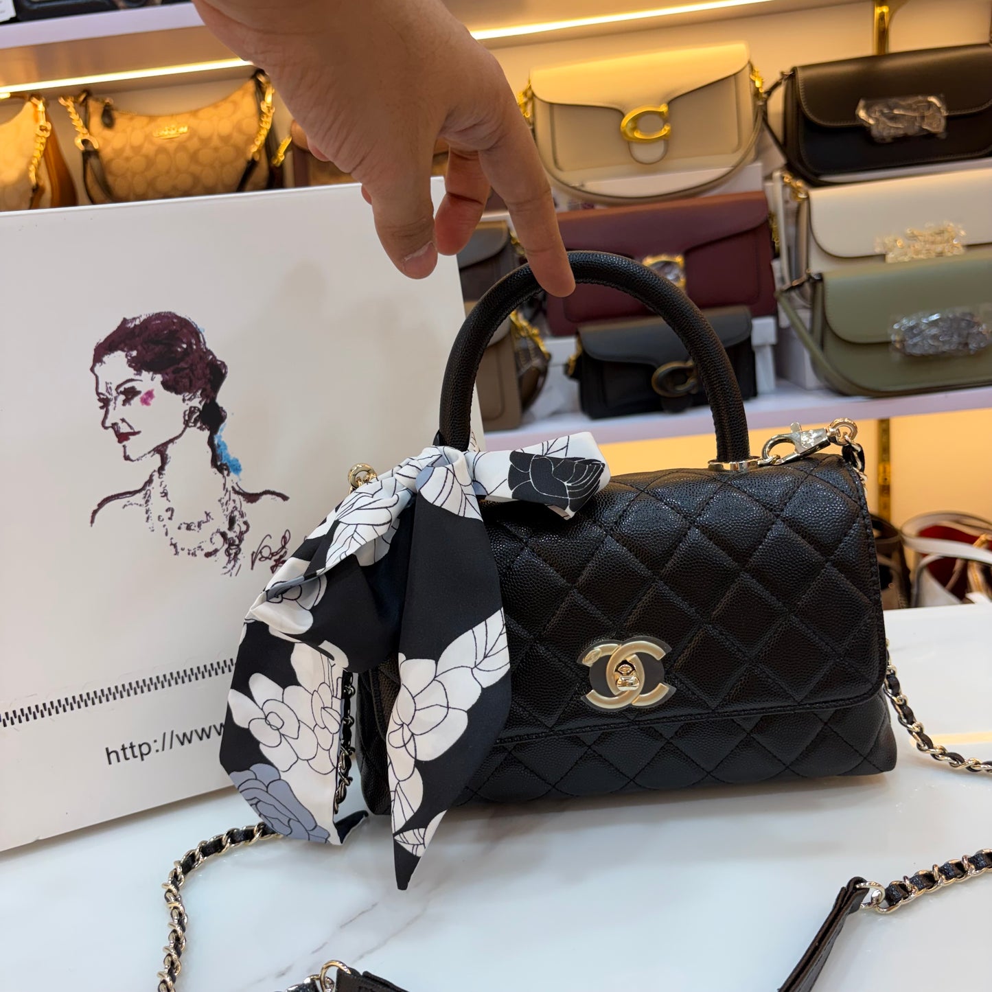 CHNL Coco Handle Flap Bag - Black