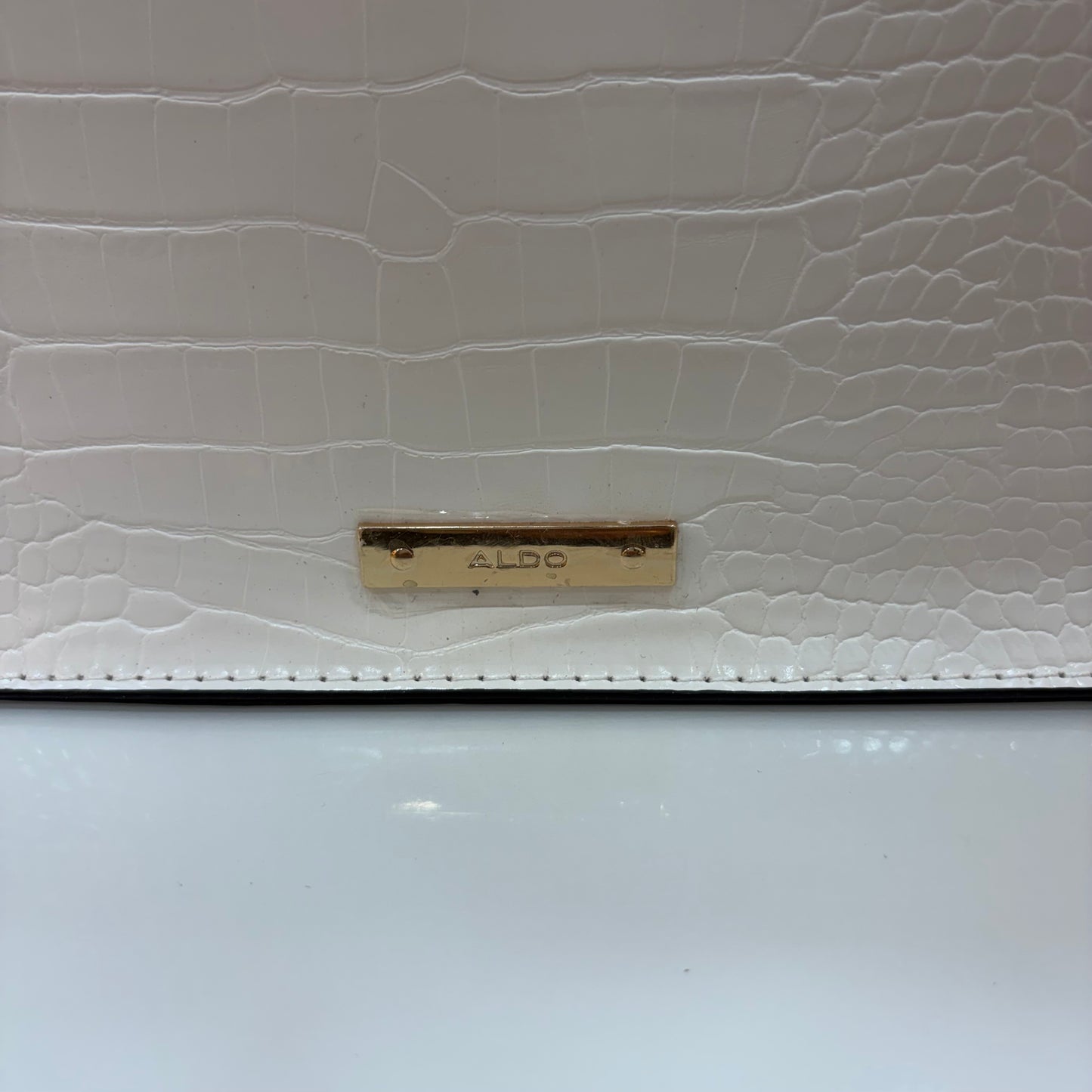 ALD Women Satchel Bag with Square Shape - White & Beige