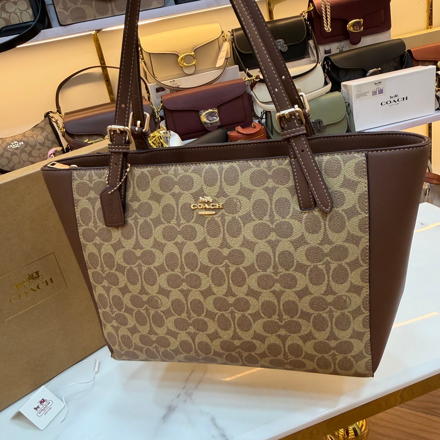 COCH Zip Top Tote Bag - Apricot Coffee