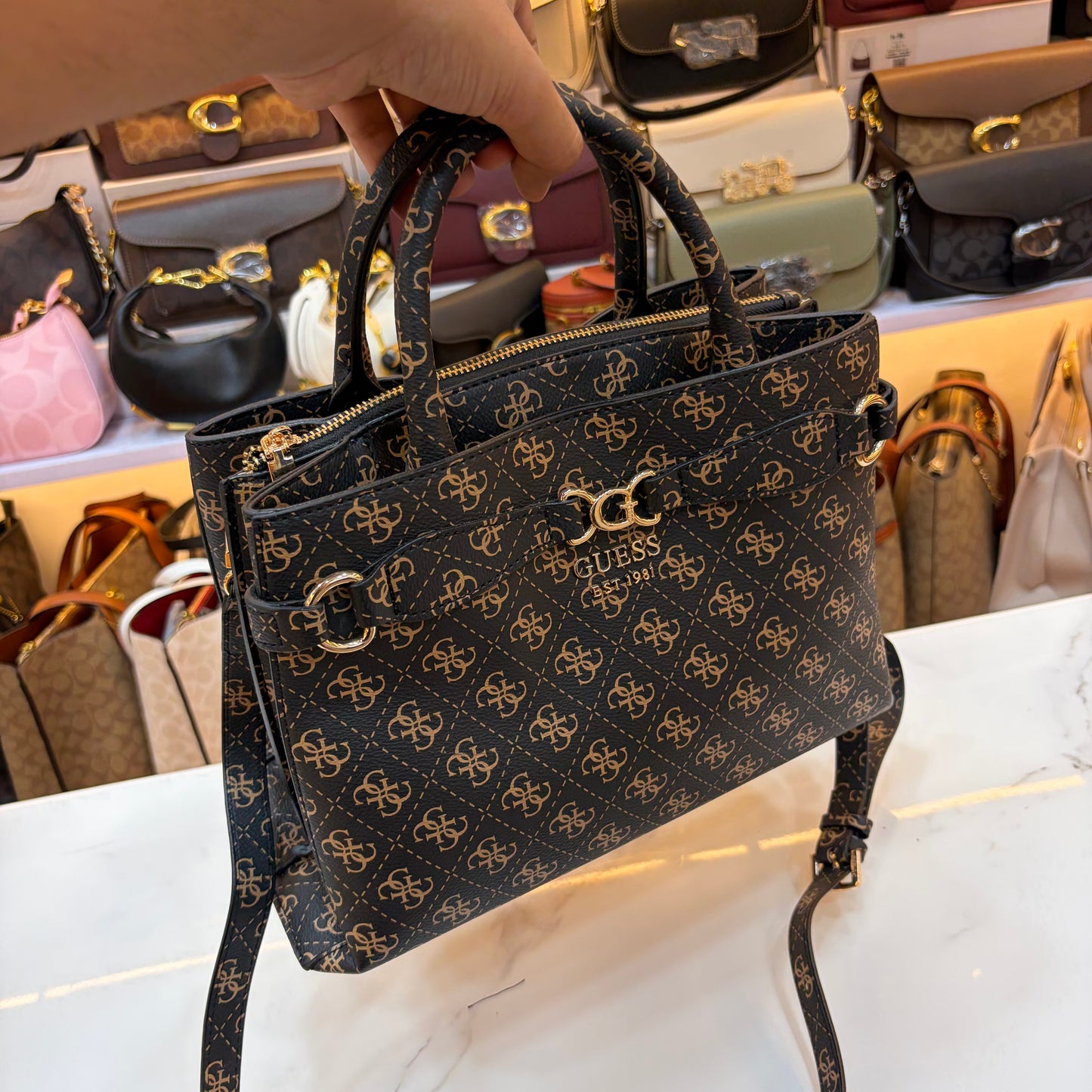 GUS Arlena Girlfriend Satchel - Black Monogram