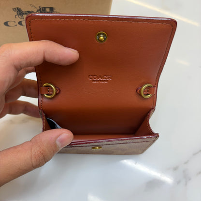 Coch Half Flap Card Case In Colorblock Signature (Wristlet)