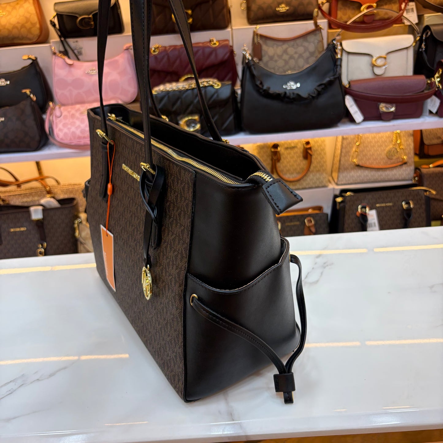 MK Gilly Large Drawstring Tote - Black
