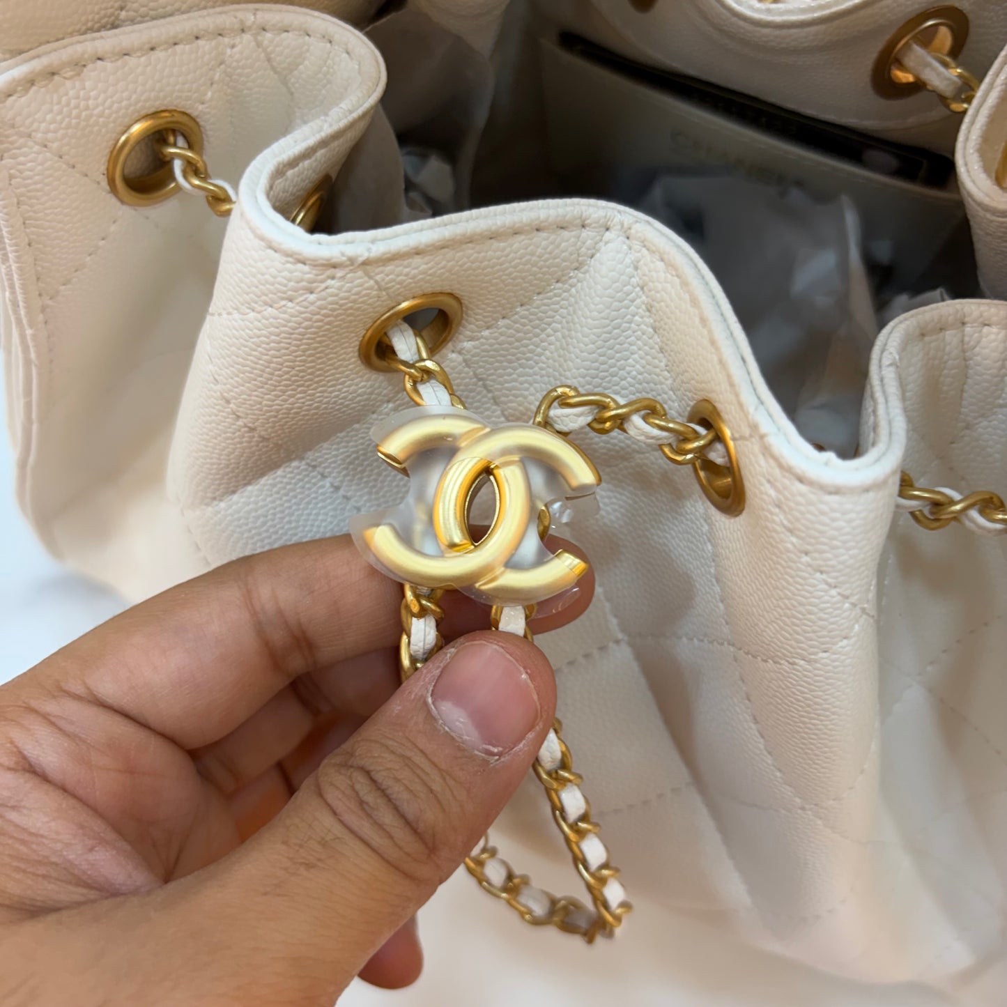 Chanel 25 Medium Handbag - White