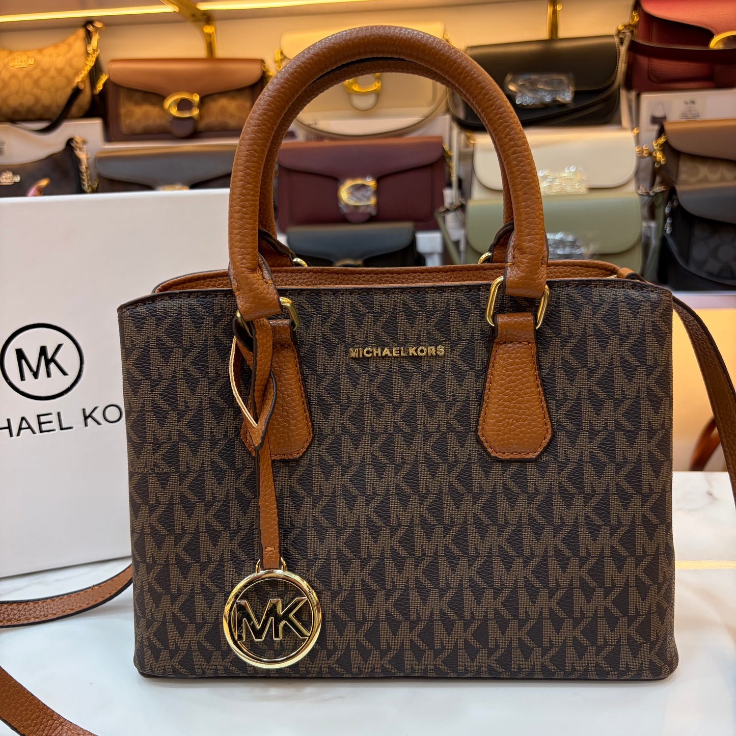 MK Sheila Medium Satchel - Brown