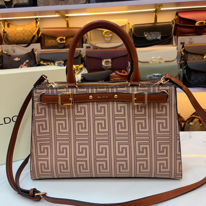 ALD Geometric Monogram Satchel - Brown
