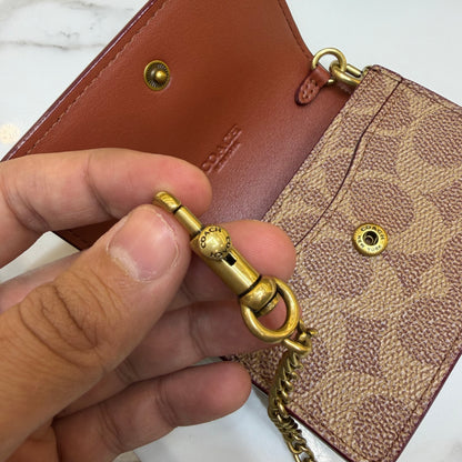 Coch Half Flap Card Case In Colorblock Signature (Wristlet)