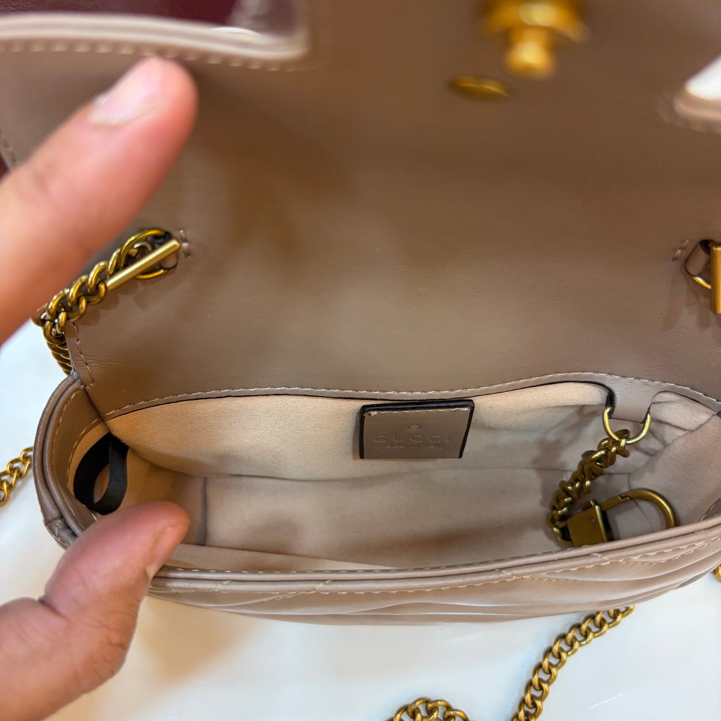 GG Marmont Mini Sling Bag - Beige (Ultra Premium Double Box)