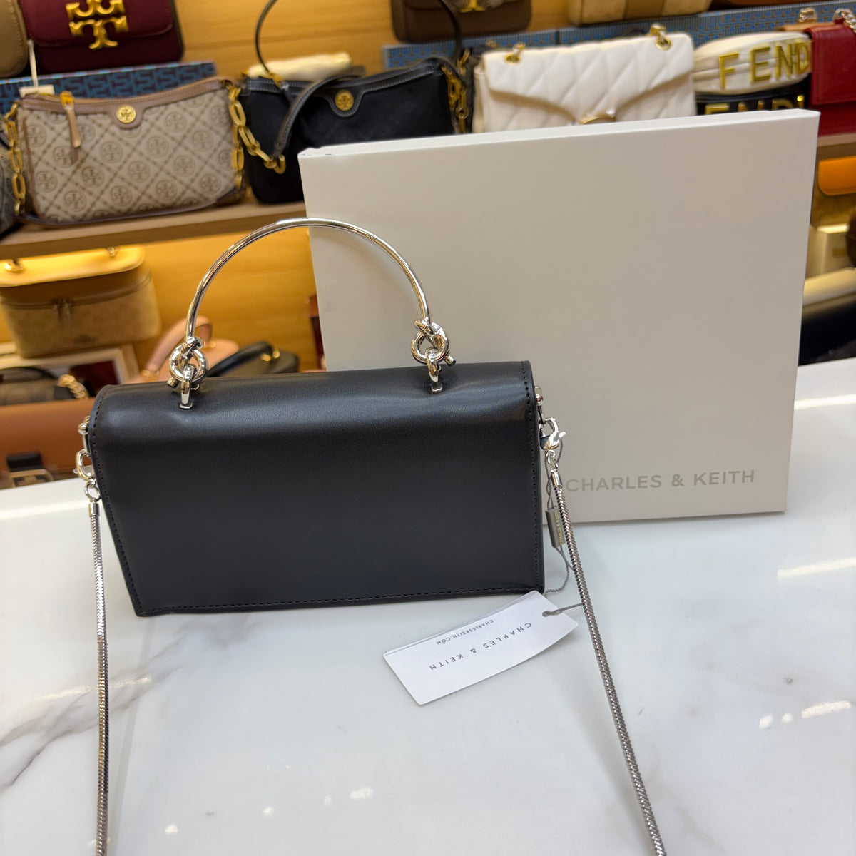 CNK Kristine Sculptural Handle Handbag - Noir