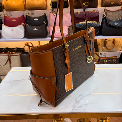 MK Gilly Large Drawstring Tote - Tan Brown