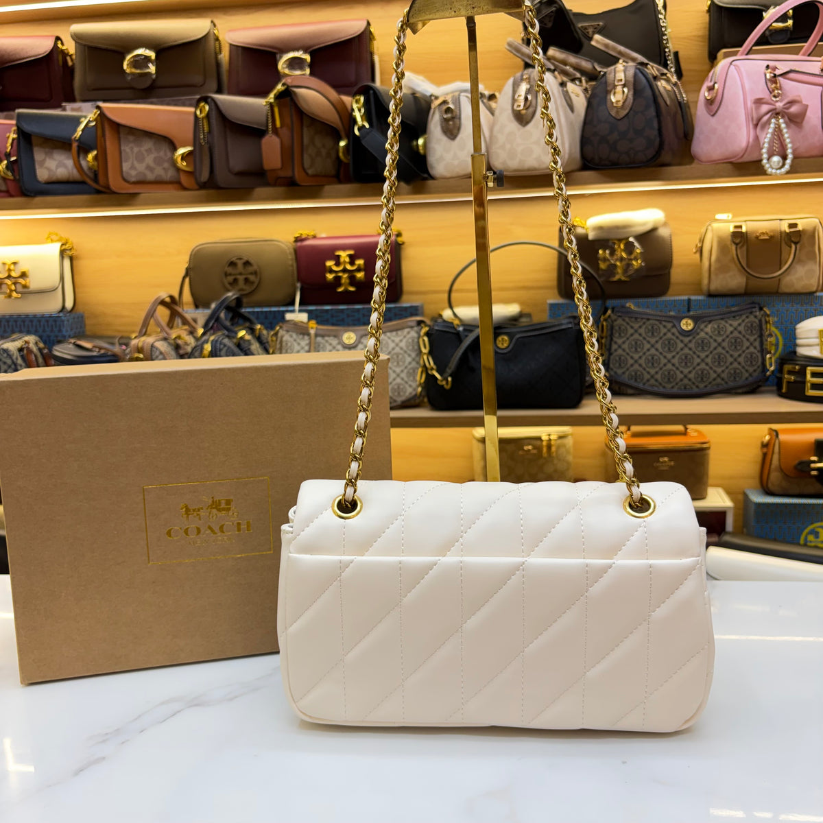 Coch Quilted Tabby Bag - White