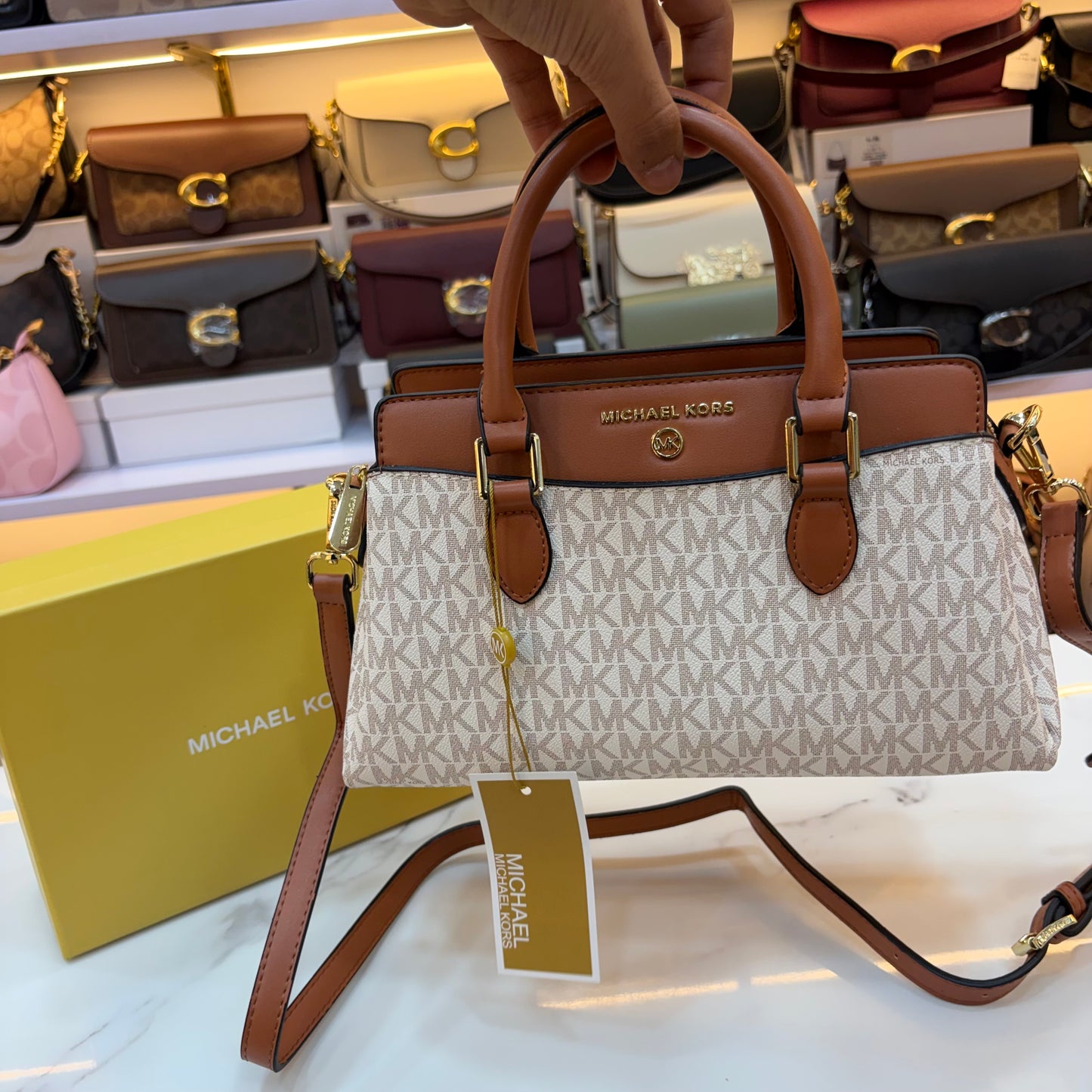 MK Satchel - White Tan