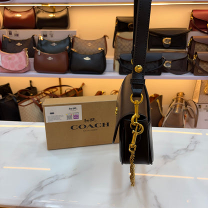 COCH Signature Canvas Brook Flap Chain Bag - Black