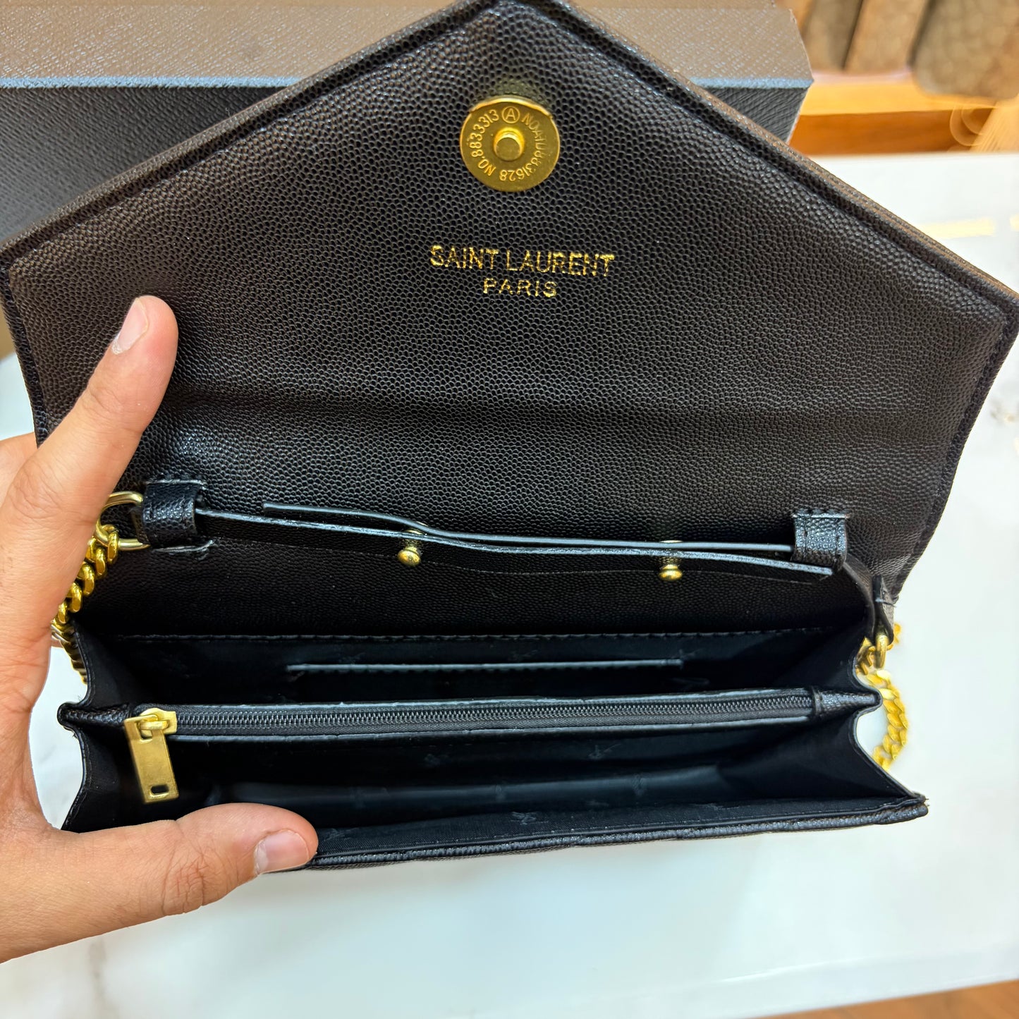 YSL Cassandre Wallet on Chain - Black
