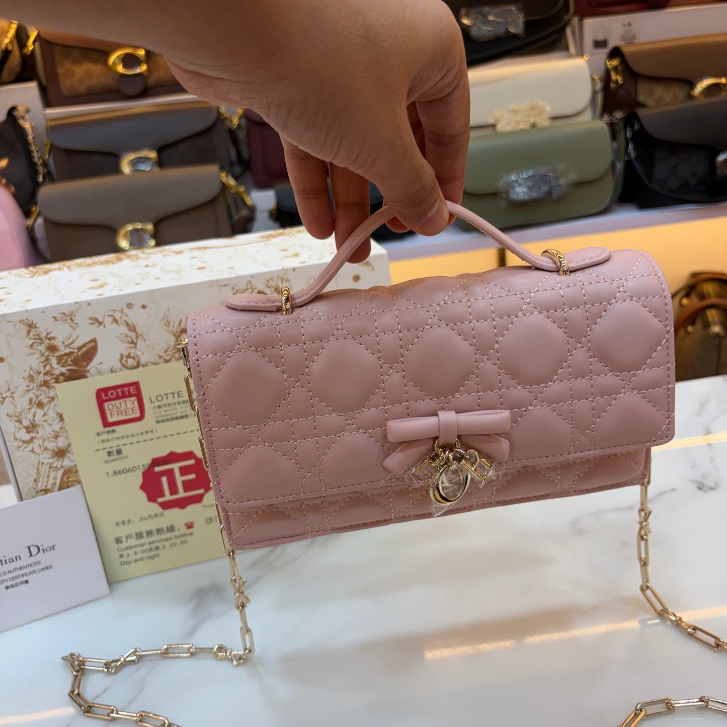 My CD Mini Bag Pink Cannage Leather
