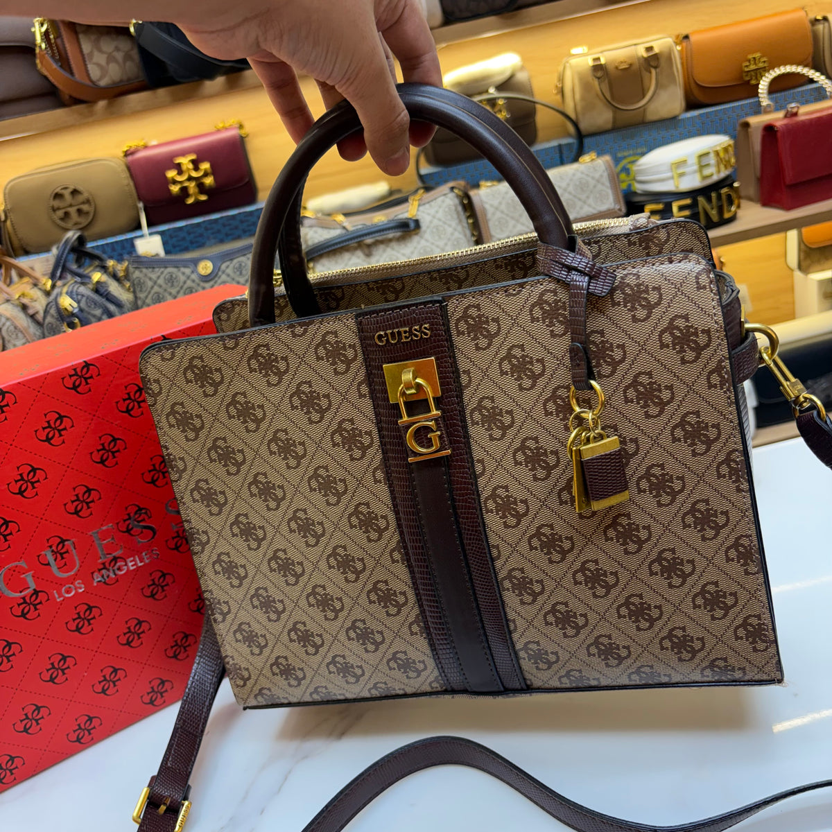 Guess Ginevra Elite Satchel - Monogram Print