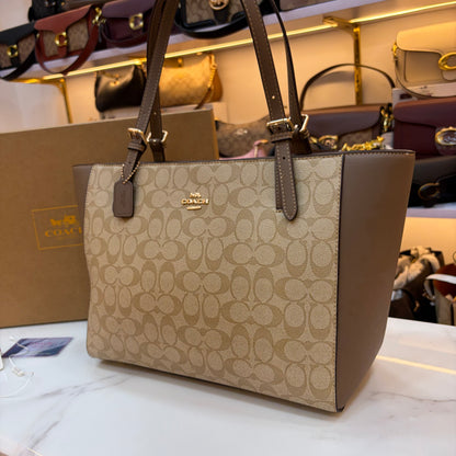 COCH Zip Top Tote Bag - Beige Coffee