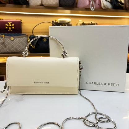 CNK Kristine Sculptural Handle Handbag - Cream