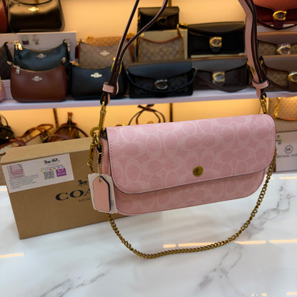 COCH Signature Canvas Brook Flap Chain Bag - Pink Colour