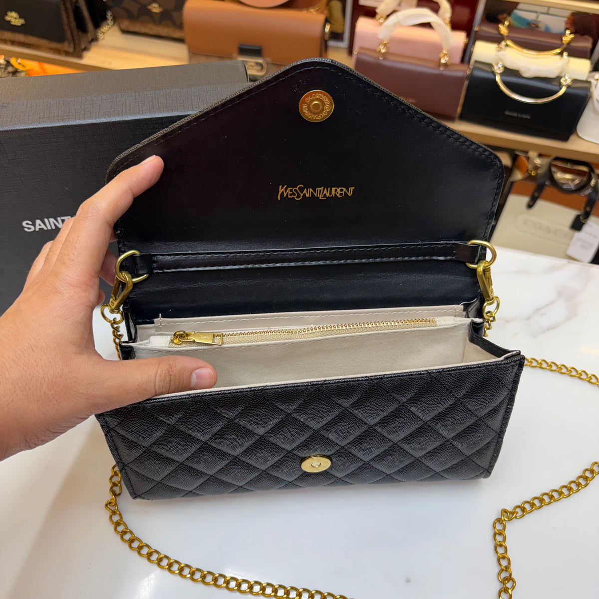 YSL Clutch Sling - Black