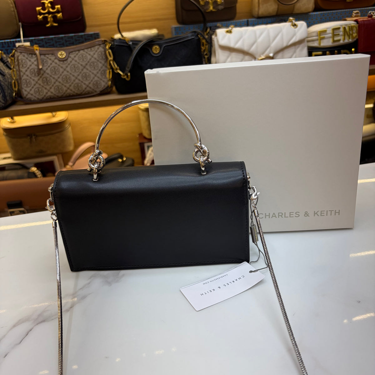 CNK Kristine Sculptural Handle Handbag - Noir