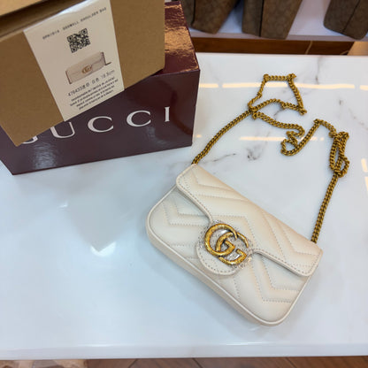 GG Marmont Mini Sling Bag - White (Ultra Premium Double Box)