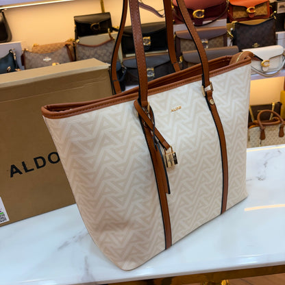 Ald Large Tote Bag - White Tan Colour