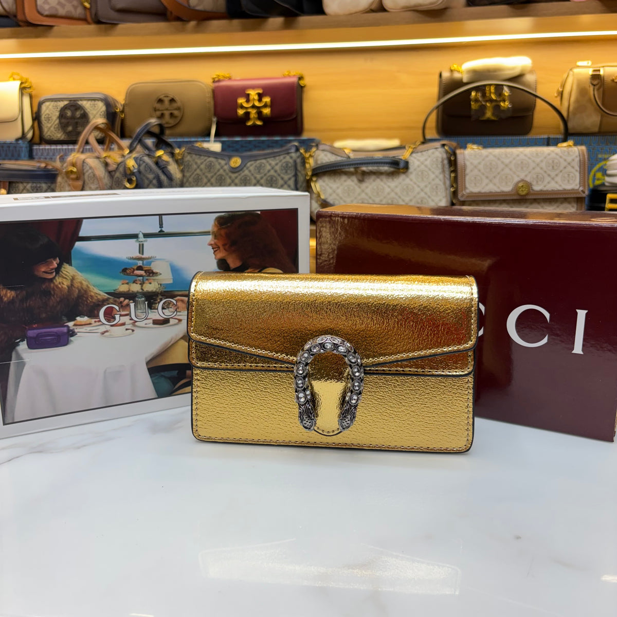 GG Diana Crossbody Bag (Double Box Packaging) - Metallic Gold