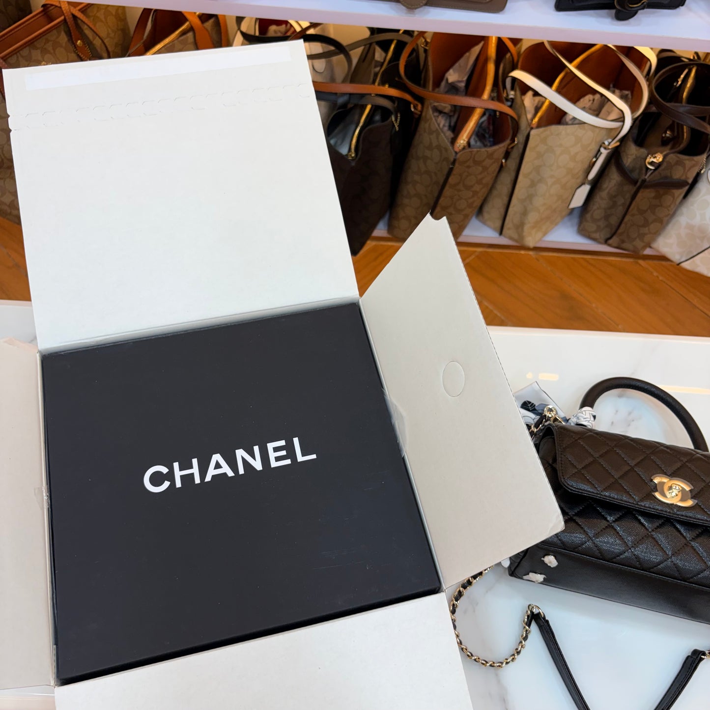 CHNL Coco Handle Flap Bag - Black
