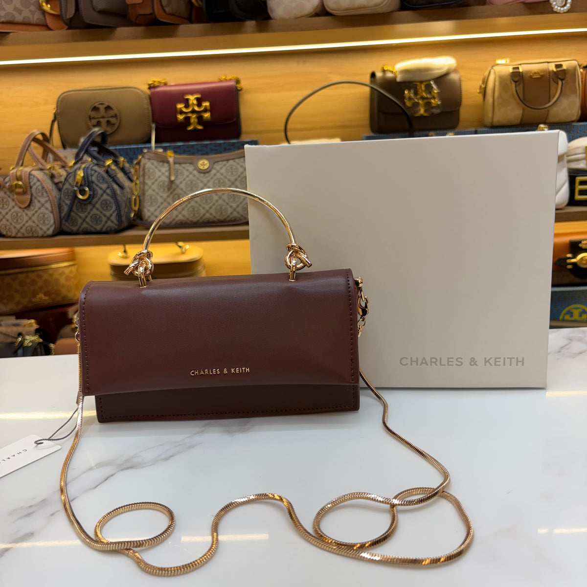 CNK Kristine Sculptural Handle Handbag - Wineberry Red