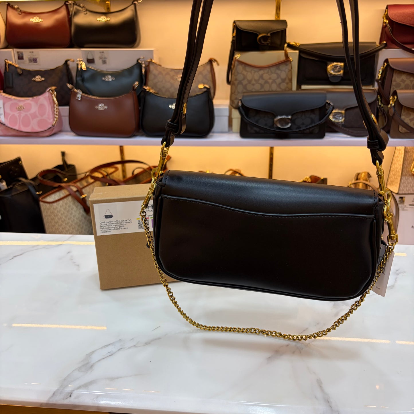COCH Signature Canvas Brook Flap Chain Bag - Black