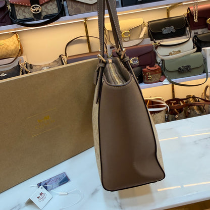 COCH Zip Top Tote Bag - Beige Coffee