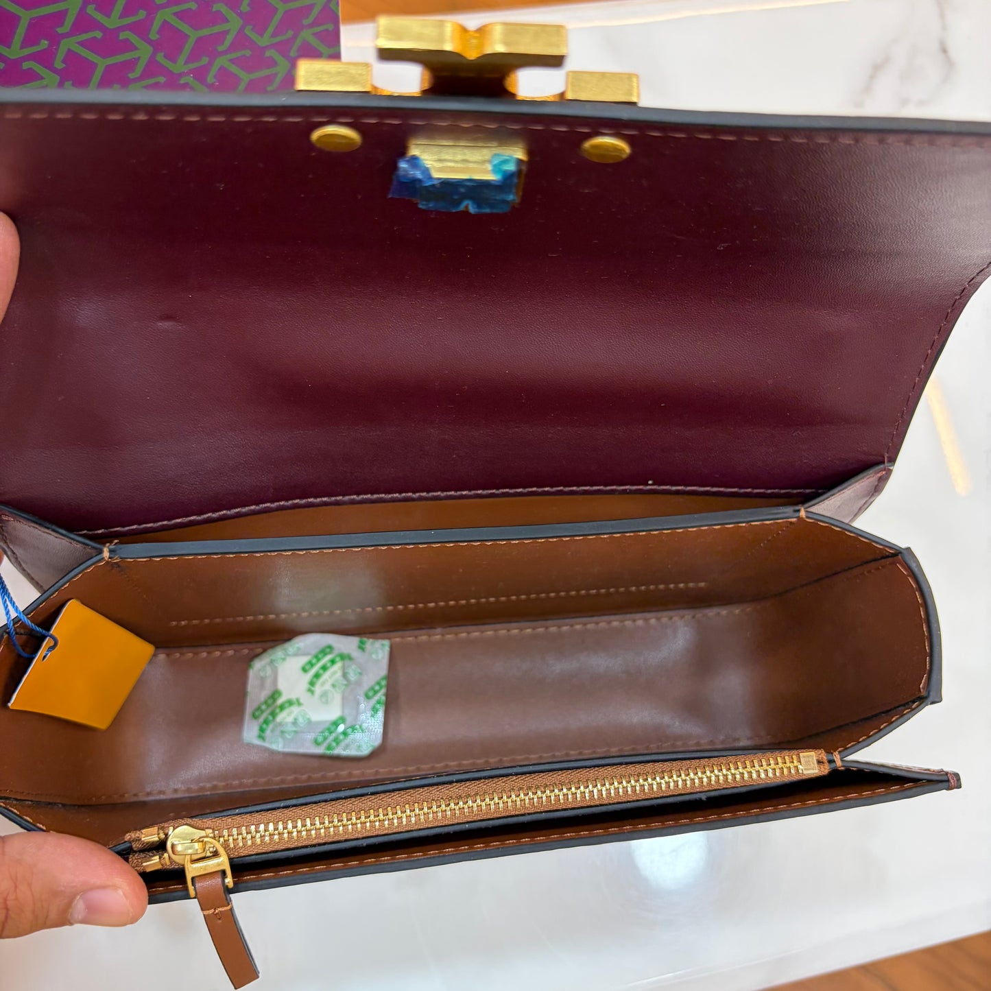 TB Eleanor Medium Croc Embossed Bag - Wine