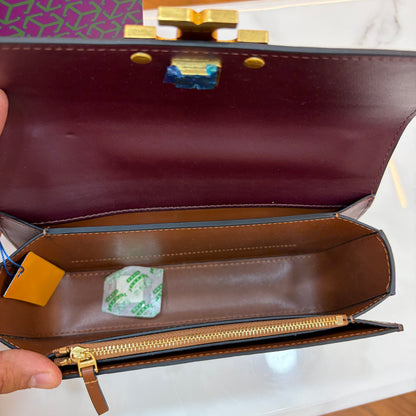 TB Eleanor Medium Croc Embossed Bag - Wine