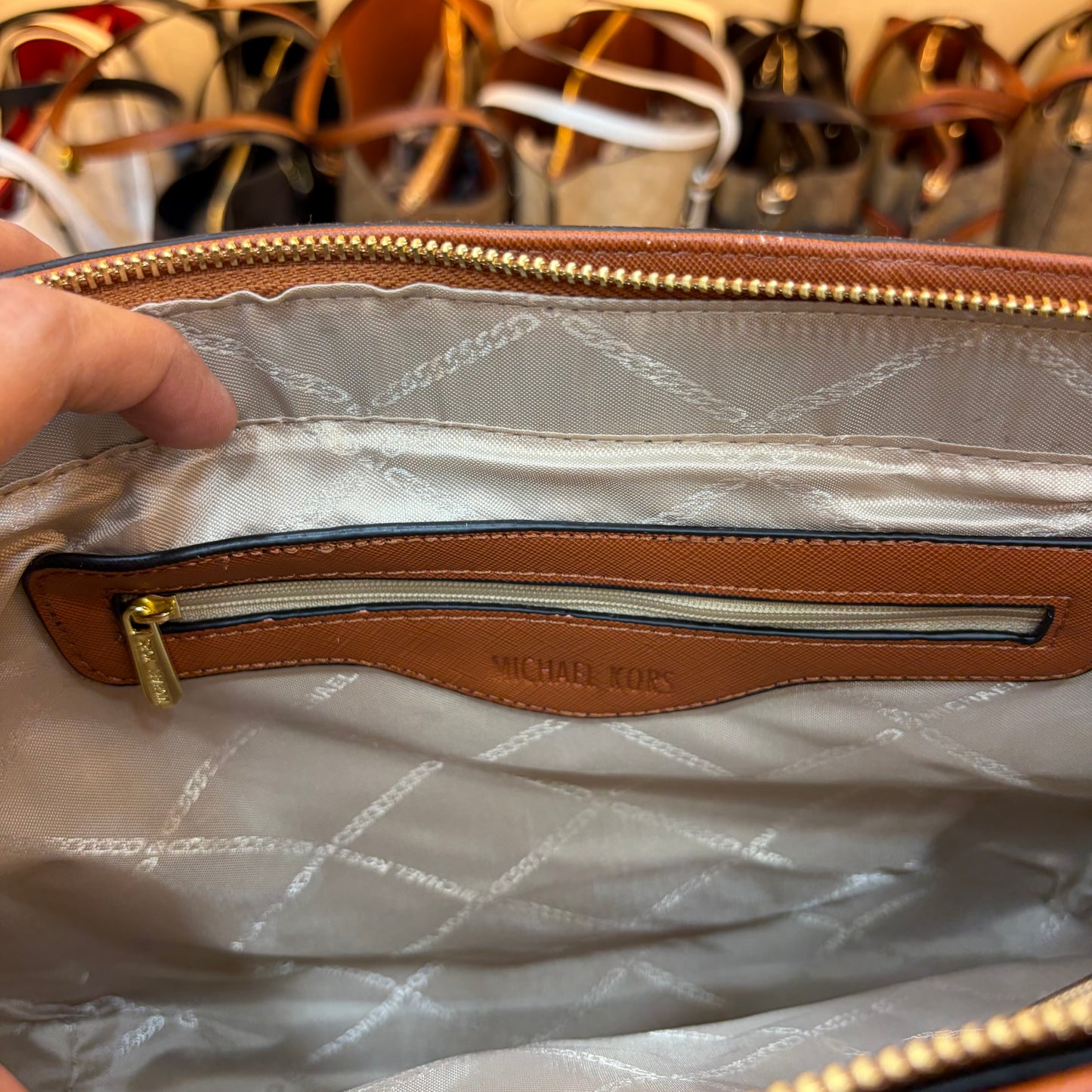 MK Voyager Large Tote Bag - Dark Brown & Tan
