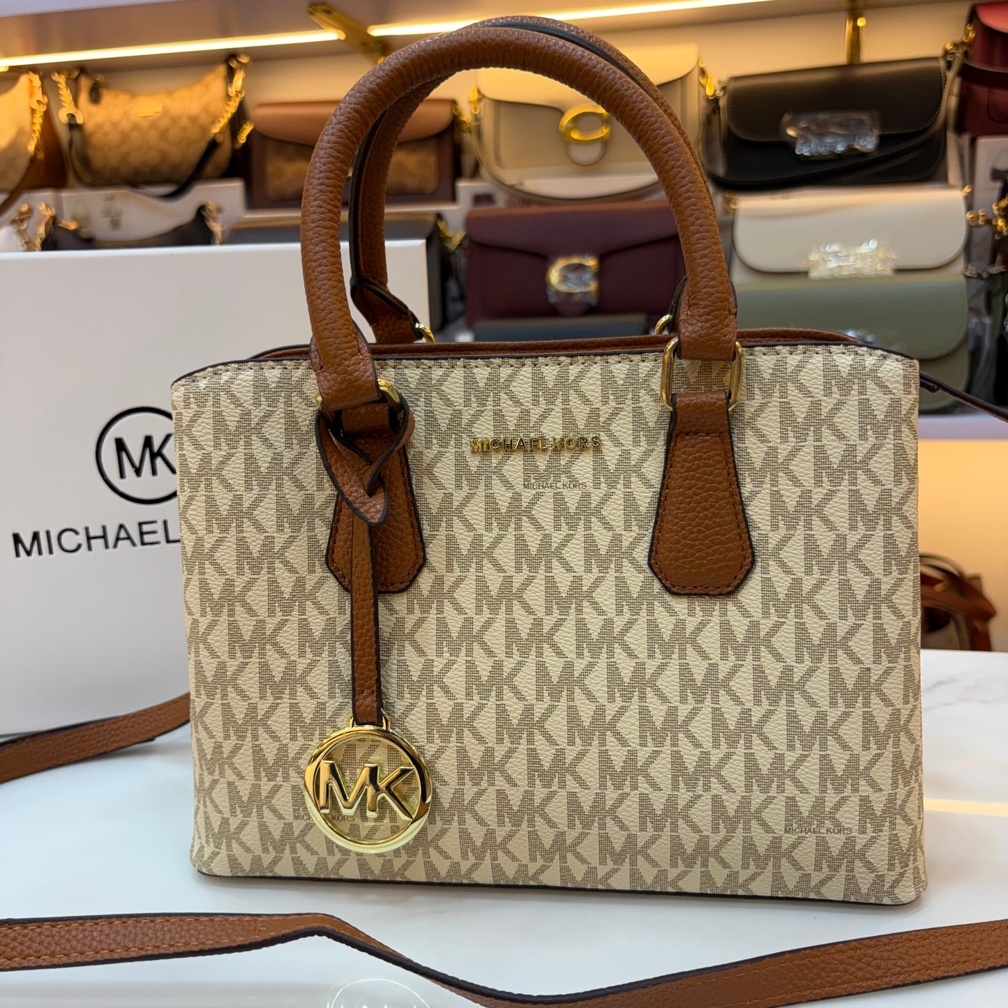 MK Sheila Medium Satchel - White