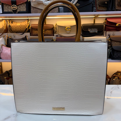 ALD Women Satchel Bag with Square Shape - White & Beige
