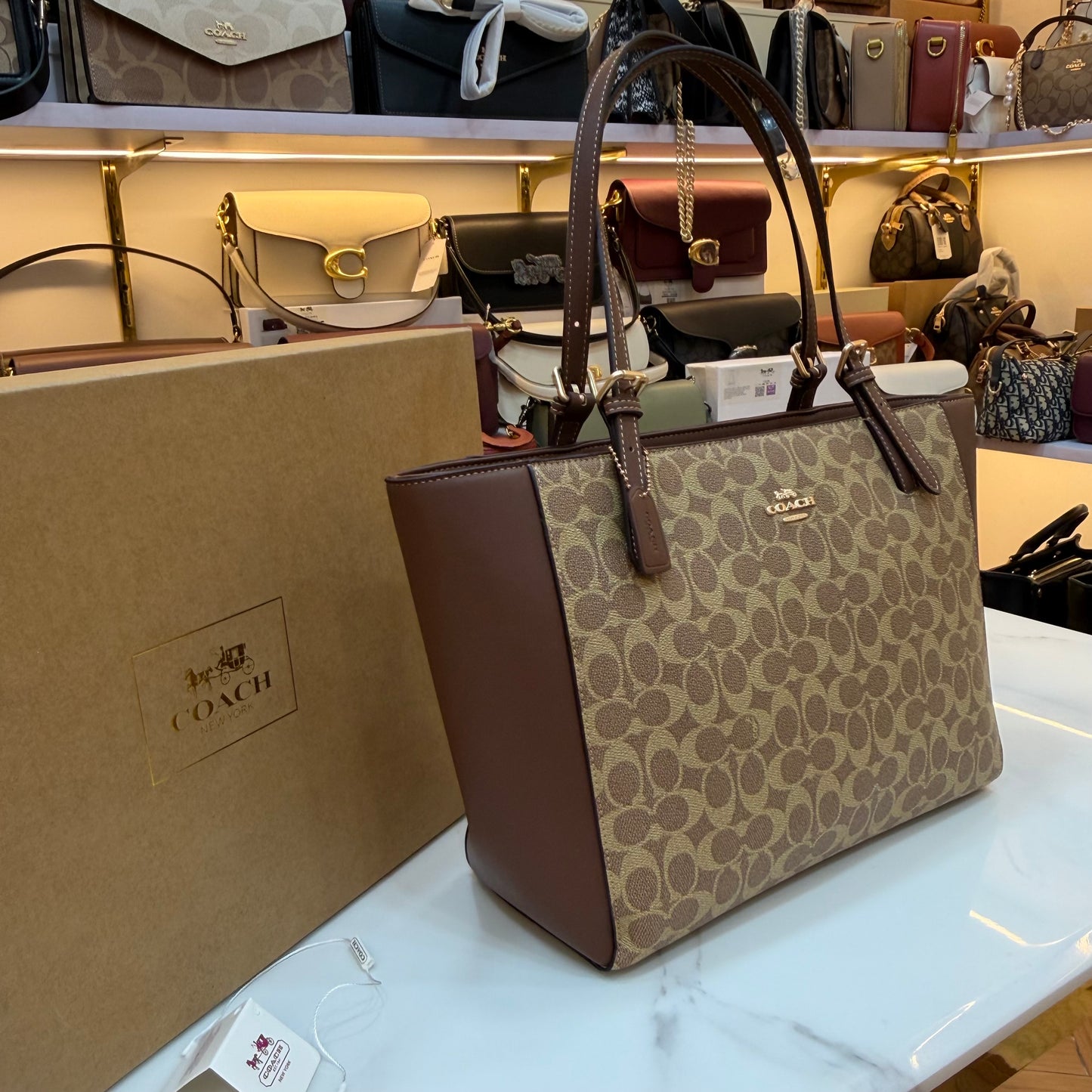 COCH Zip Top Tote Bag - Apricot Coffee