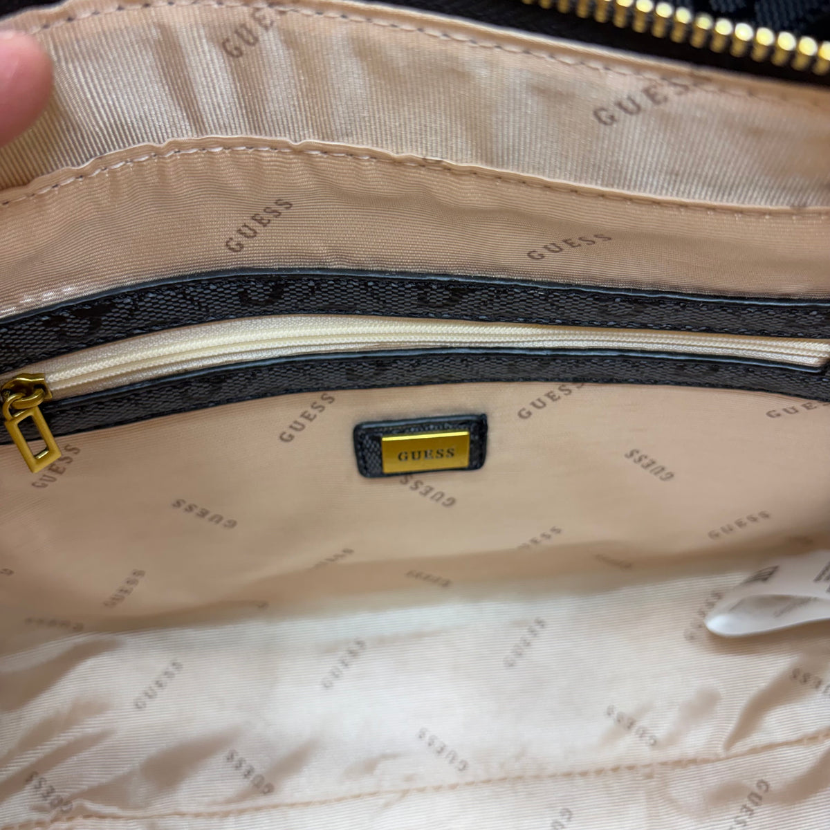 Guess Ginevra Elite Satchel - Black Monogram Print