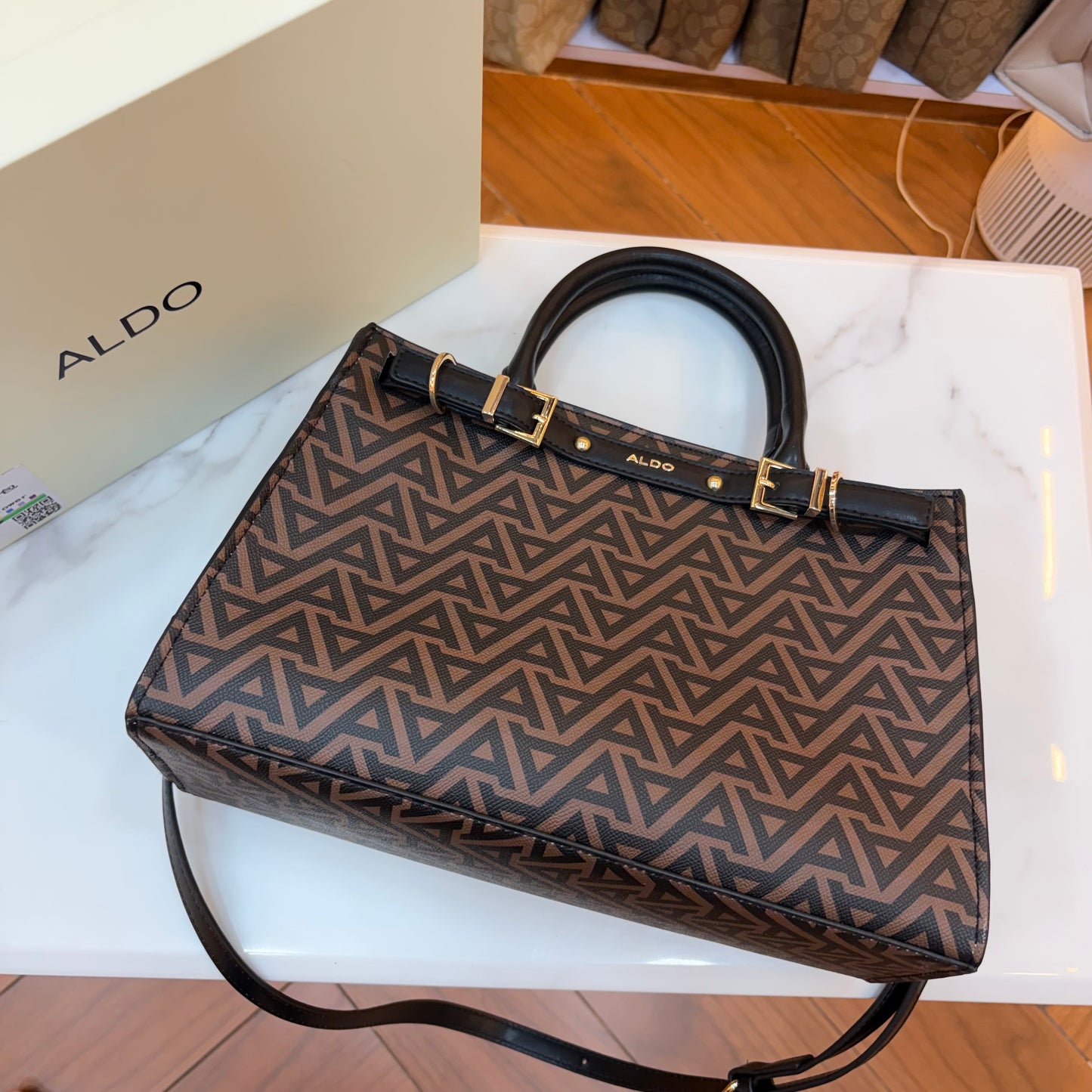 ALD Geometric Monogram Satchel - Black