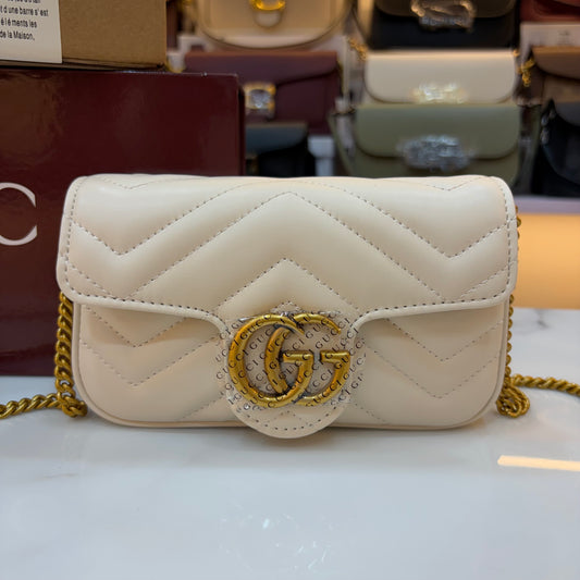 GG Marmont Mini Sling Bag - White (Ultra Premium Double Box)