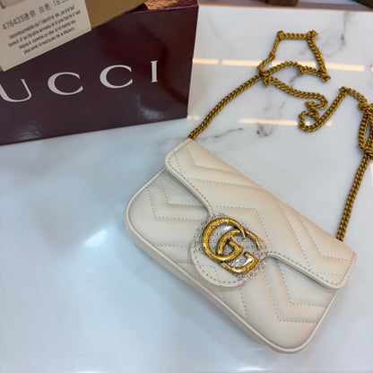 GG Marmont Mini Sling Bag - White (Ultra Premium Double Box)