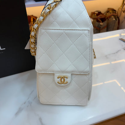 Chanel 25 Medium Handbag - White