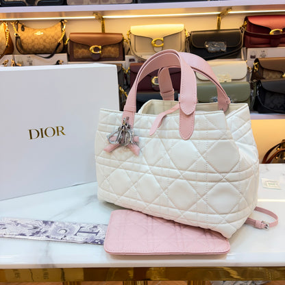 CD Toujours Vertical Tote Bag - White & Pink