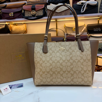 COCH Zip Top Tote Bag - Beige Coffee