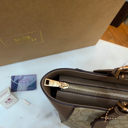 COCH Zip Top Tote Bag - Beige Coffee