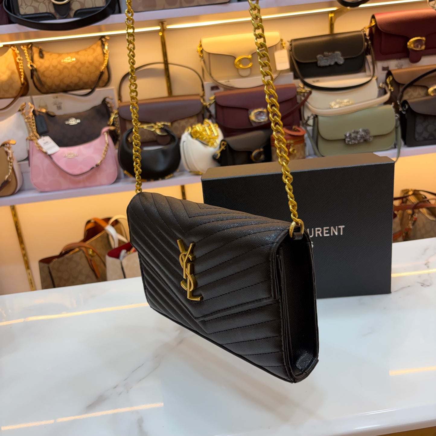 YSL Cassandre Wallet on Chain - Black