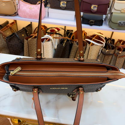 MK Voyager Large Tote Bag - Dark Brown & Tan