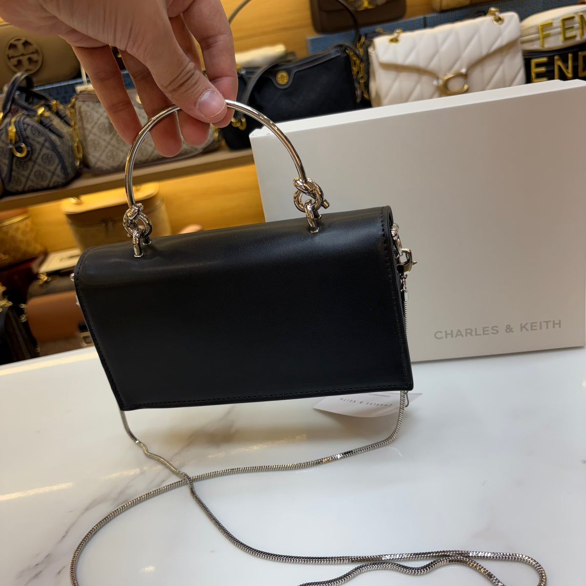 CNK Kristine Sculptural Handle Handbag - Noir